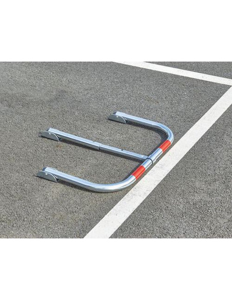 Parkeerbeugel met slot, neerklapbaar, zilver rood
