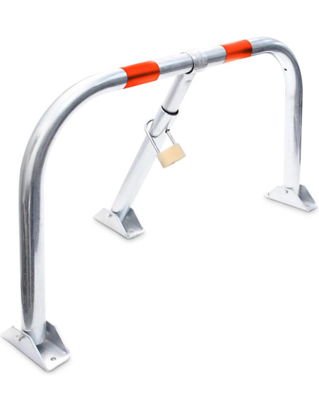 Parkeerbeugel met slot, neerklapbaar, zilver rood