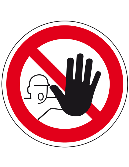 Vloersticker verboden toegang voor onbevoegden, sterke zelfklevende folie, rood wit, rond