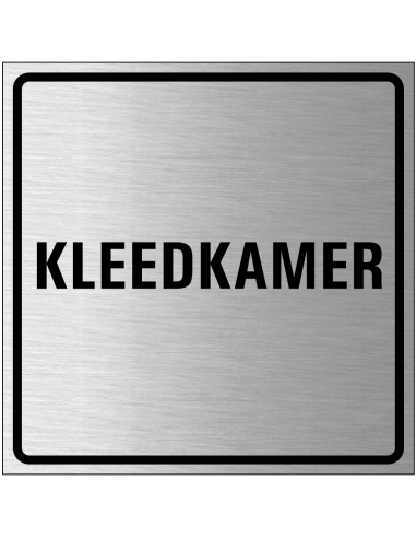 Kleedkamer bordje, geborsteld aluminium, grijs zwart, vierkant, tekst kleedkamer