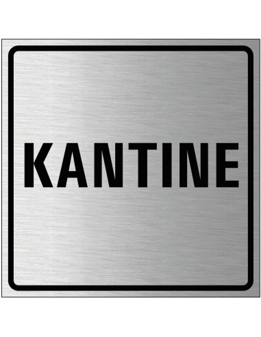 Kantine bordje, geborsteld aluminium, grijs zwart, vierkant, tekst kantine