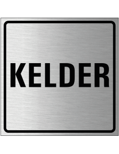 Kelder bordje, geborsteld aluminium, grijs zwart, vierkant, tekst kelder