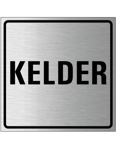 Kelder bordje, geborsteld aluminium, grijs zwart, vierkant, tekst kelder