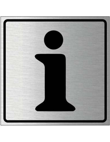 Info bordje, geborsteld aluminium, grijs zwart, vierkant, symbool informatie