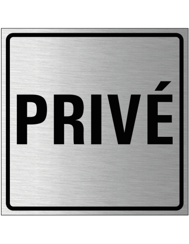 Privé bordje, geborsteld aluminium, grijs zwart, vierkant, tekst privé