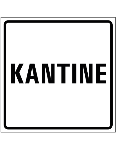 Kantine sticker, wit zwart, vierkant, tekst kantine