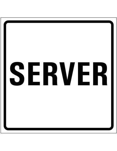 Server sticker, wit zwart, tekst server, vierkant