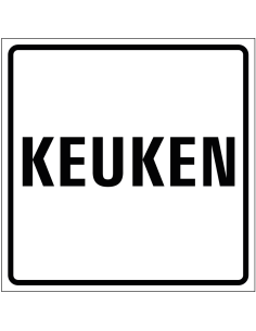 Keuken sticker, wit zwart, tekst keuken, vierkant
