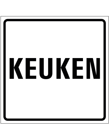 Keuken sticker, wit zwart, tekst keuken, vierkant