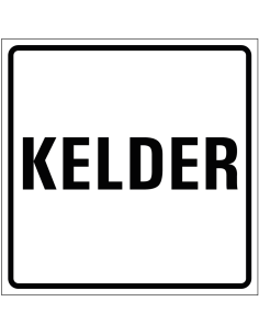 Kelder sticker, wit zwart, tekst kelder, vierkant