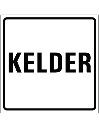 Kelder sticker, wit zwart, tekst kelder, vierkant