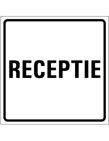 Receptie sticker, wit zwart, tekst receptie, vierkant