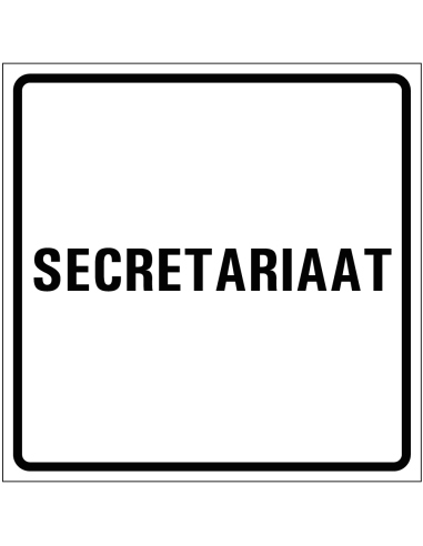 Secretariaat sticker, wit zwart, tekst secretariaat, vierkant