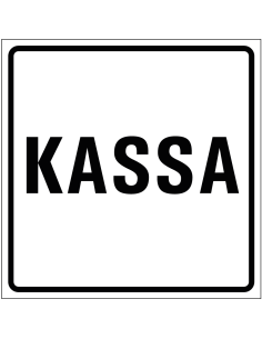 Kassa sticker, wit zwart, tekst kassa, vierkant