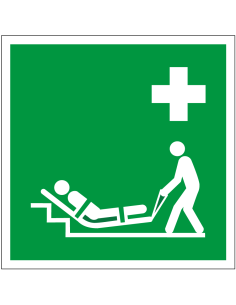 Evacuatiematras bord, kunststof, ISO 7010, E067, groen wit, vierkant