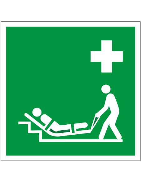 Evacuatiematras bord, kunststof, ISO 7010, E067, groen wit, vierkant