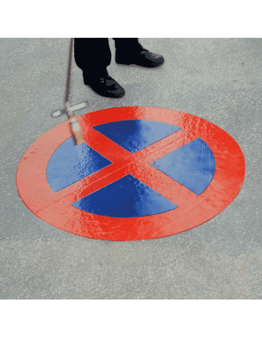 Thermoplastische markering niet stilstaan, 750 mm, rood blauw, rond