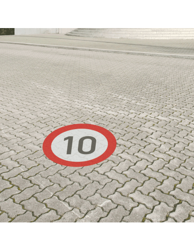 Thermoplastische markering maximaal 10 km, 750 mm, rood wit, rond, 10 met rode rand