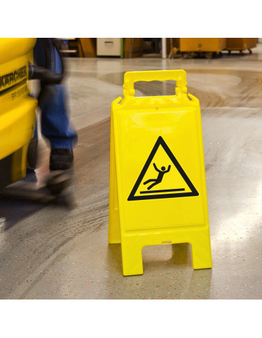 A-bord gevaar voor uitglijden, inklapbaar, W011, inklapbaar, uitglijden pictogram, geel zwart