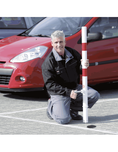 Uitneembare afzetpaal Wien, rond, rood wit