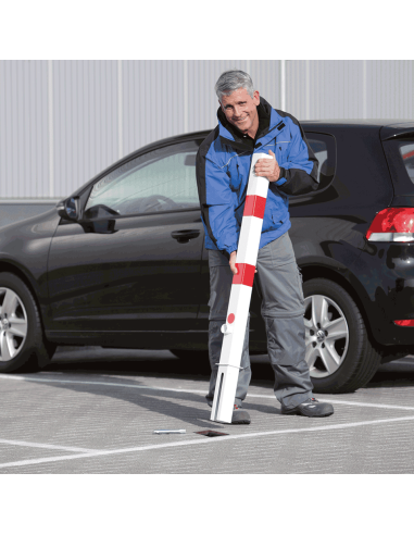 Uitneembare afzetpaal Wien, vierkant, rood wit