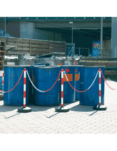 Inklapbare afzetpalen met ketting voor buiten, rood wit, 6 stuks