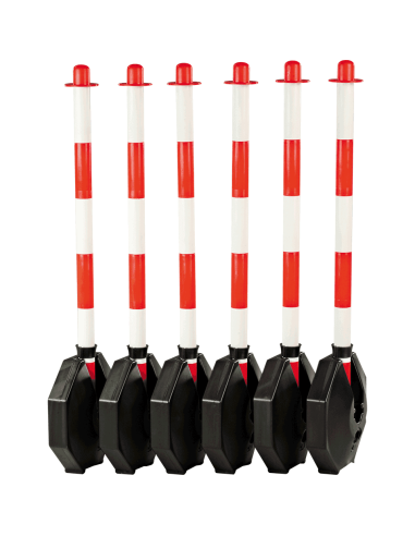 Inklapbare afzetpalen met ketting voor binnen, rood wit, 6 stuks