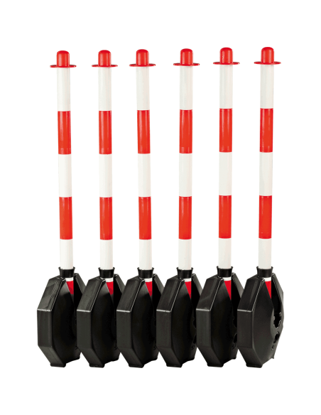Inklapbare afzetpalen met ketting voor binnen, rood wit, 6 stuks
