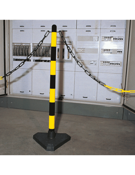 Mobiele afzetpalen met ketting voor binnen, geel zwart, 6 stuks