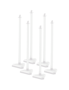 Mobiele afzetpalen met ketting voor binnen, wit, 6 stuks