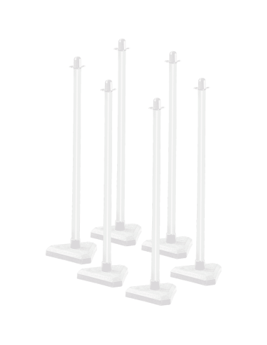 Mobiele afzetpalen met ketting voor binnen, wit, 6 stuks