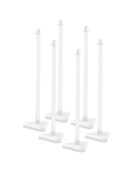 Mobiele afzetpalen met ketting voor binnen, wit, 6 stuks