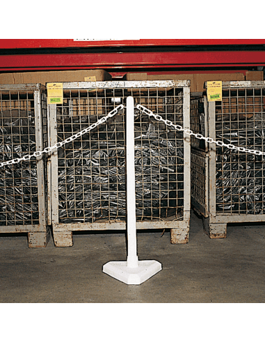 Mobiele afzetpalen met ketting voor binnen, wit, 6 stuks