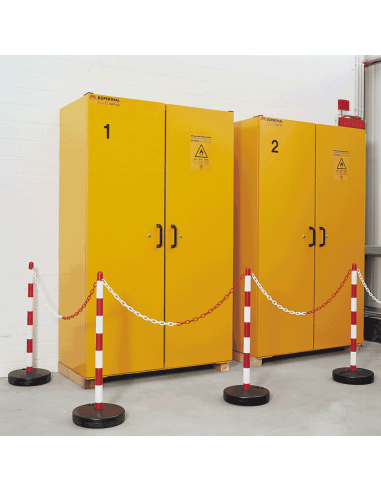 Mobiele afzetpalen met ketting, lichtgevende ketting, 6 stuks, rood wit