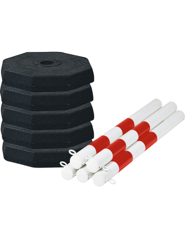 Stalen mobiele afzetpalen met ketting, rood wit, 6 stuks