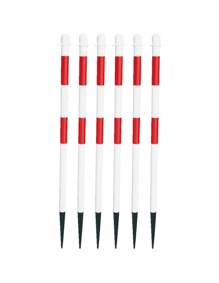 Mobiele afzetpalen met ketting en pin voor buiten, reflecterend rood wit, 6 stuks
