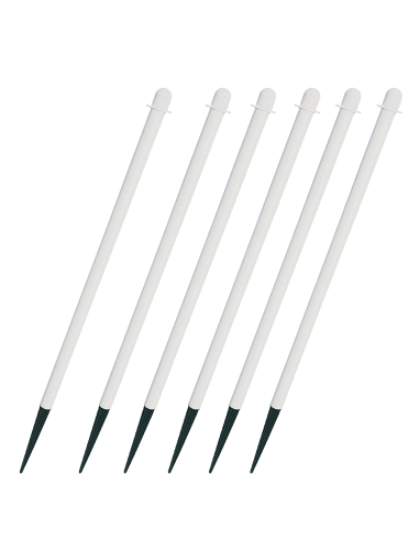 Mobiele afzetpalen met ketting en pin voor buiten, wit, 6 stuks