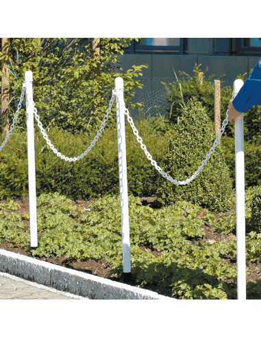 Mobiele afzetpalen met ketting en pin voor buiten, wit, 6 stuks