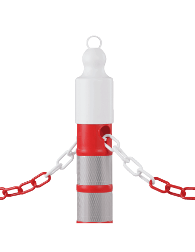 Reflecterende mobiele afzetpalen MegaMax met ketting, 4 stuks, rood grijs