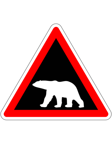 Pas op voor ijsberen bord, rood zwart, driehoekig, symbool ijsbeer