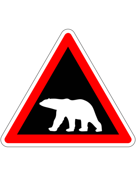 Pas op voor ijsberen bord, rood zwart, driehoekig, symbool ijsbeer