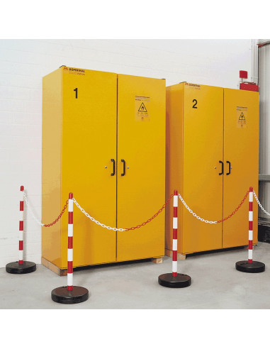 Mobiele afzetpaal, fluo rood wit