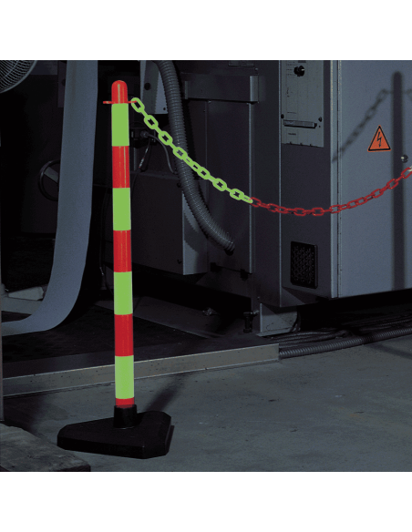 Mobiele afzetpaal voor binnen, fluo rood wit