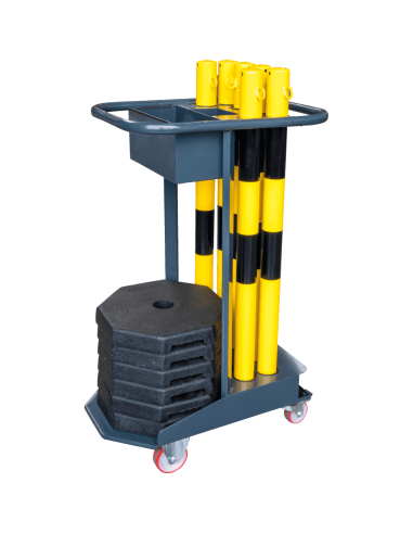 Trolley voor afzetpalen gevuld