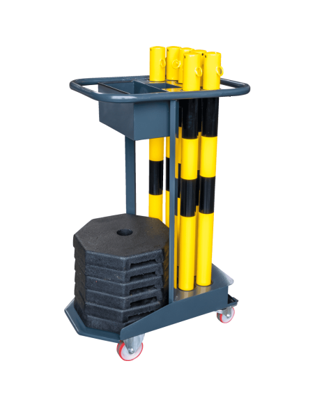 Trolley voor afzetpalen gevuld