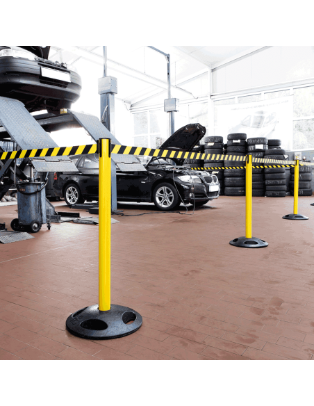 Afzetpaal met trekband voor buiten, geel