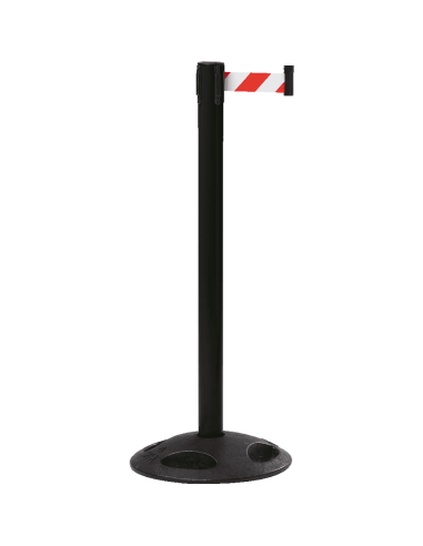 Afzetpaal met trekband voor buiten, zwart