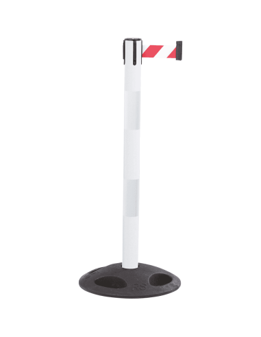 Reflecterende afzetpaal met trekband voor buiten, wit