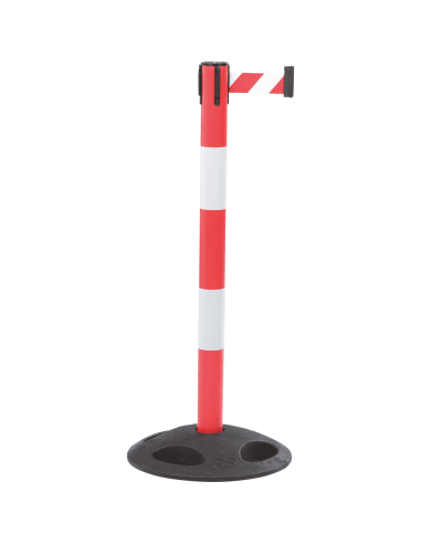 Reflecterende afzetpaal met trekband voor buiten, rood wit