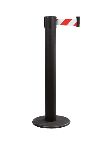 Afzetpaal met trekband voor binnen, staal, zwart